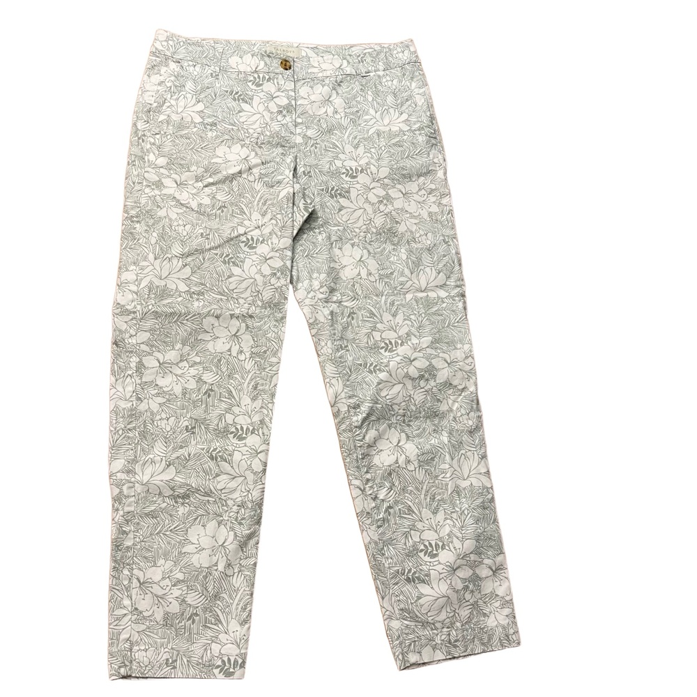EUC Talbots Floral Print Chino Pants Button Closure Pockets Size 10